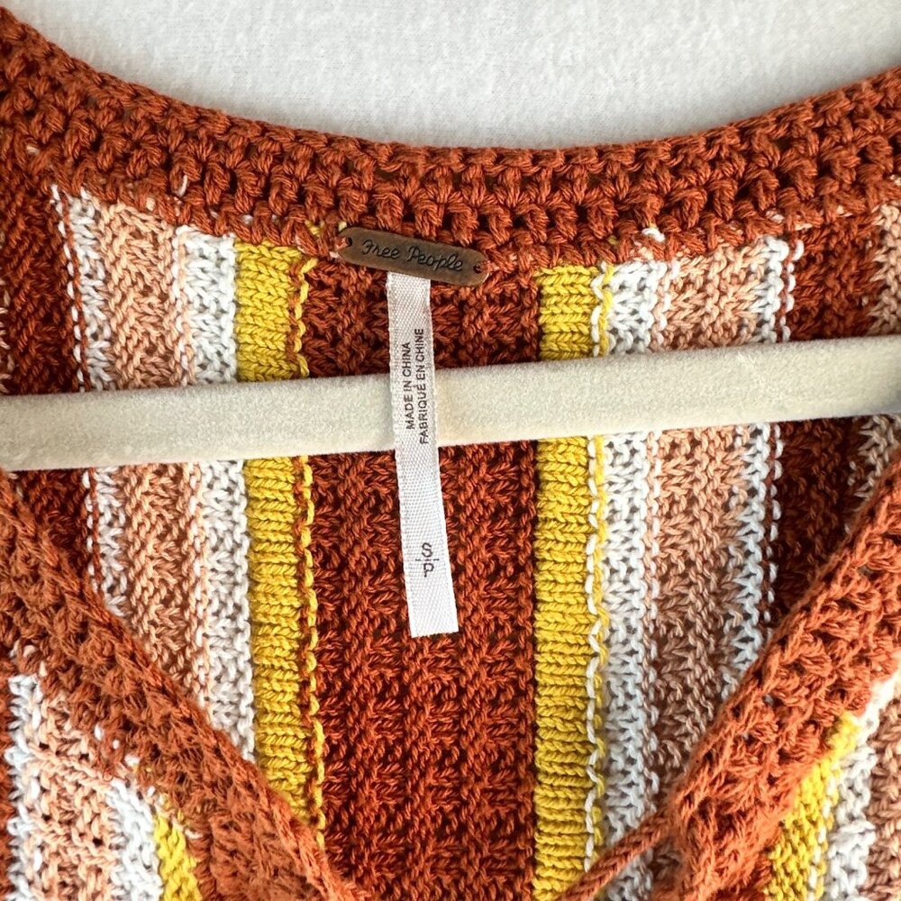 ❌SOLD❌ Free People Sunset Lollipop Womens Size Small Orange Brown Striped Boho - Picture 2 of 12